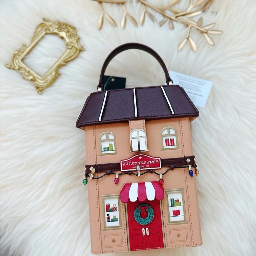Kate Spade Christmas Bag Toy Shop House Clutch Satchel Crossbody 3D Novelty NWT